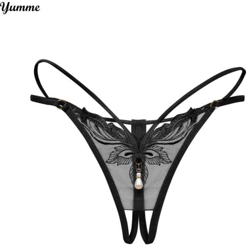 Sexy Women Lace Transparent Panties Low Waist Open Crotch Thong Female Soft Home Underwear Ladies Briefs Intimates Lingerie