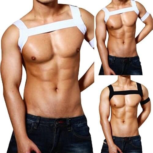 Sexy Nylon Body Chest Harness Men Elastic Shoulder harness Strap Stage Costume Clubwear Bondage Clothes Men drop shipping 2020