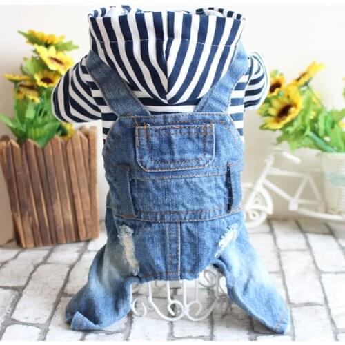 Spring Autumn Pet Dog Denim Jacket Jumpsuit Hoodie Coat Sunscreen Dog Outdoor Clothes Jacket for Small Dog Pet Supplies