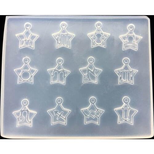 Resin Liquid Mould Twelve Constellations Shape Silicone Clear DIY Jewelry Making Tool Pendant Casting Crystal Molds 1PC Epoxy