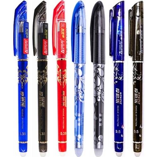 Erasable Pen Set Washable handle Blue Black Red Color Ink Writing Ballpoint Pen for School Office Stationery Supplies Exam Spare