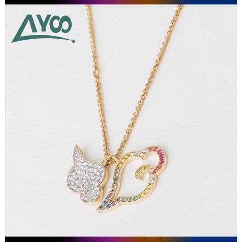 SWA1:1 Fashion Jewelry Charm New Strange Cloud Rainbow Wing Necklace Somersault Cloud Element Double Colorful Clavicle Gift