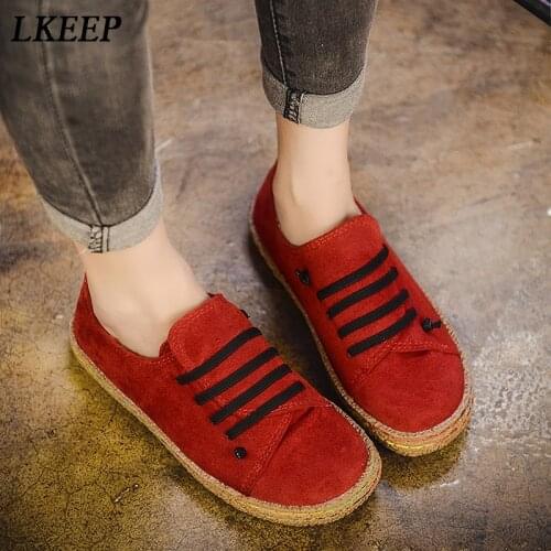 Flat Shoes Women Autumn Shoes Woman Casual Lace-up Flats Comfortable Round Toe Loafers Shoes