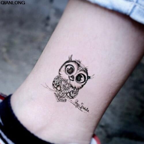 Vintage Black Owl Arm Fake Tattoo Sexy Temporary Tattoos Sticker Wo Body Art