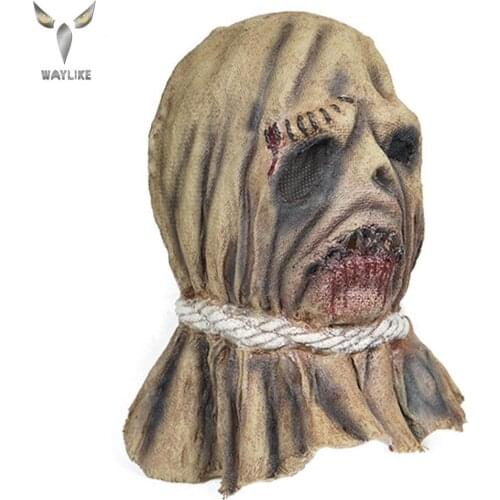 WAYLIKE Halloween Mask Scary Scarecrow Latex Mask Halloween Party Collective Activity Cosplay Bloodstained Headgear