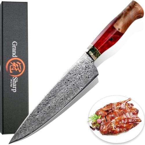 Japanese Chef Knife Premium Kitchen Cooking Tools 67 Layers VG10 Damascus Stainless Steel Blue Red White Wooden Handle Cookware