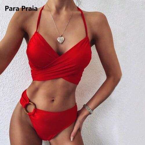 Para Praia Sexy Bandage Bikinis Women Swimwear Black Leopard Summer Beachwear Cross Wrap Women Swimsuit 2020 Push up Bikini Set