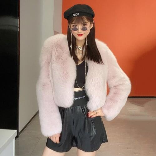 Winter Female Cropped Fashion Pink Real Fox Fur Women Clothing Trend MJF-FC14