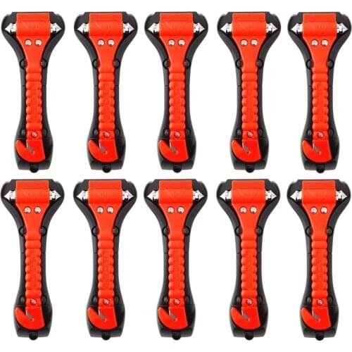 10 Pcs Car Safety Hammer Emergency Tools Car Window Glass Hammer Breaker and Seat Belt Cutter 2 in 1 for Home Rescue