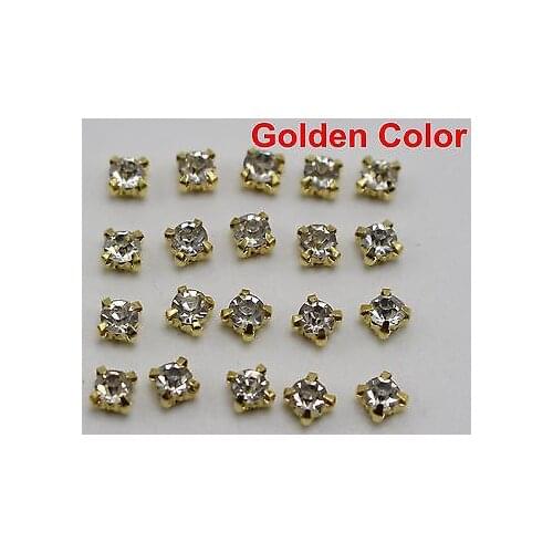 250 Golden Clear Crystal Glass Rose Montees 4mm SS16 Sew on Rhinestones Beads