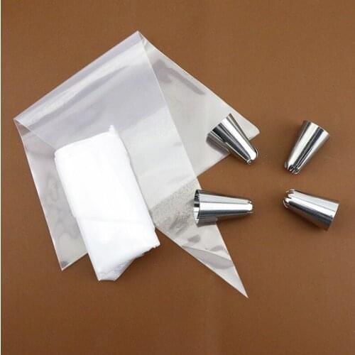 4pcs Stainless Steel Icing Piping Nozzles + 8pcs PE Cream Pastry Bags DIY Cake Decorating Tips Set Baking Tools Kitchen Gadget