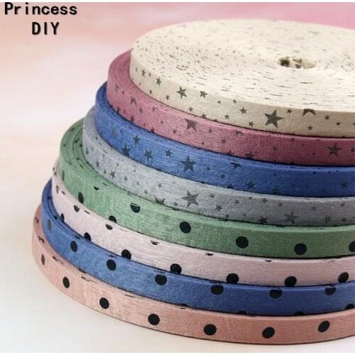 5Meter/Lot 10 25 40mm Printed Dots Star Ribbon 25mm Fabric Tape Folded Cotton Layering DIY BowTie Collar Craft Choker Material