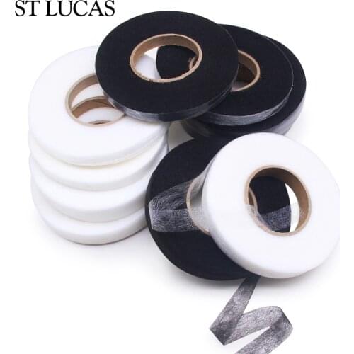 70yds/roll White/Black Double Faced Adhesive Fabric Tape Patchwork Interlinings Iron On Melt Omentum DIY Cloth Garment Accessory