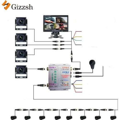 8 parking sensor digital radar 4 cameras bus truck car camera system
