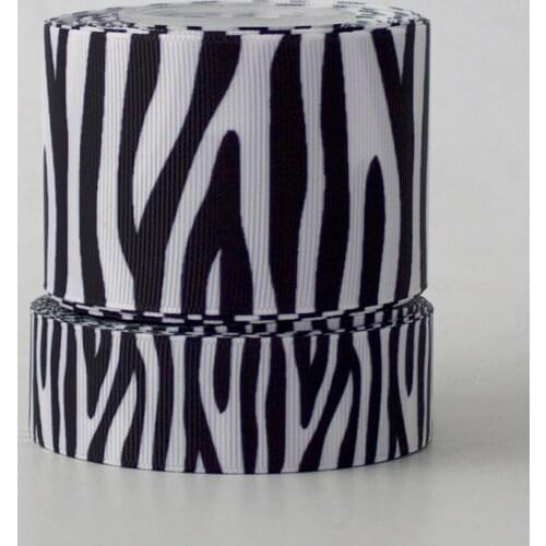 9mm/16mm/22mm/25mm/38mm/75mm Zebra black and whit print grosgrain ribbon 10/25/50yards DIY gift wrap sewing wedding decor ribbon