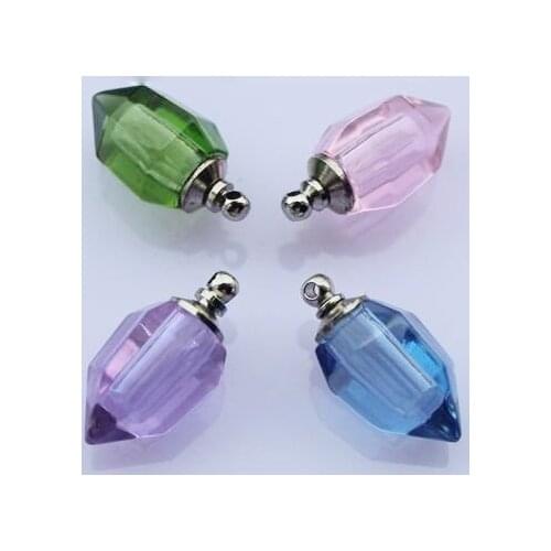Free shipping!!!100pcs/lot New!mixed color Bullet Crystal Perfume & Aroma Oil Vial Pendants