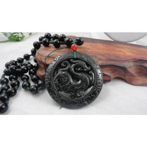 Free shipping Chinese jade Hand Carved Dragon Pendant Dragon-Free Necklace