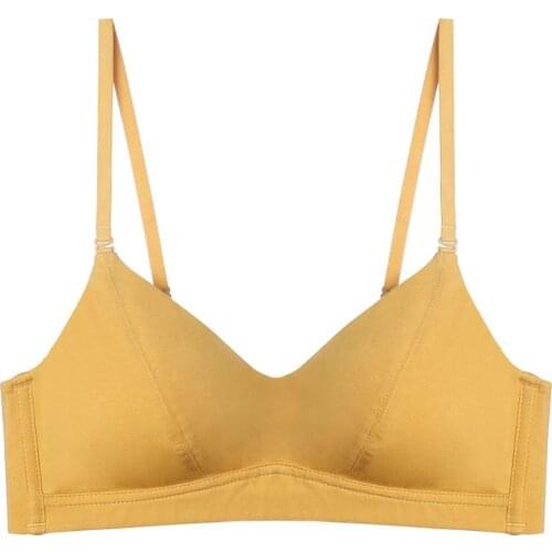 Cotton bras for women triangle cup small chest bralette no steel ring bra girl antibacterial non-magnetic buckle