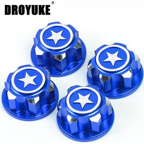 Droyuke 4PCS RC Car Aluminum 17mm Hex Wheel Nuts Dustproof Anti-Skid for 1/8 Scale Traxxa X-Maxx Summit E-Revo Arrma Buggy Truck