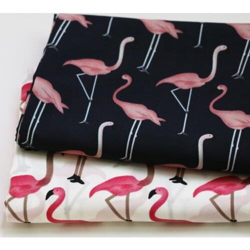 Flamingo printed chiffon material non-transparent stretch chiffon fabric meter