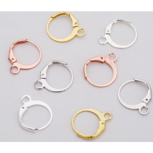 20pcs/lot France Earring Hooks Wire With Loop For Diy Jewelry Making 11*15mm Gold Silver Color Copper Ear Earring Hoops Findings