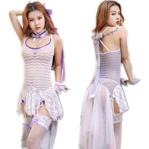 GOYHOZMI Sexy Lingerie Exotic sets women cosplay dress + headwear + Collar + stockings + gloves sets sexy underwear hot costumes