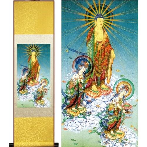 Guanyin Buddhisme sutra hang gambar, / Dibingkai gulir lukisan Cina, Grosir Silk/ painting YX1890