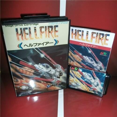 Hell Fire Japan Cover with box and manual For Sega Megadrive Genesis Video Game Console 16 bit MD card
