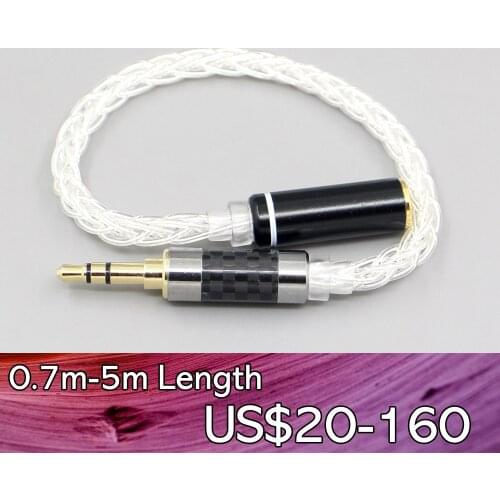 LN007466 Various length plugs 8 Cores Pure 99% Silver Headphone Earphone Cable For 4.4mm xlr 6.5 2.5mm male to 3.5mm female