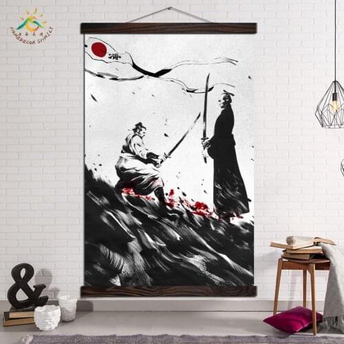 Canvas Painting Prints and Posters Modern Home Decor Wall Art Picture Vintage Frame for Living Room Samurai Battles Japanese Art