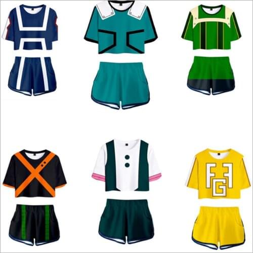Anime My Hero Academia Cosplay Costume Mha 3D Digital Printing Girls Summer Navel Recreation Sports Suit