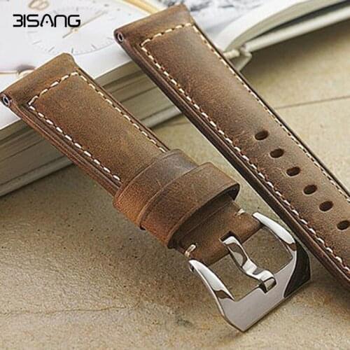 Brown Leather Strap Genuine Watch Strap 24MM Soft Calf Watchband For PAM , handmade mens bracelet, free shipping