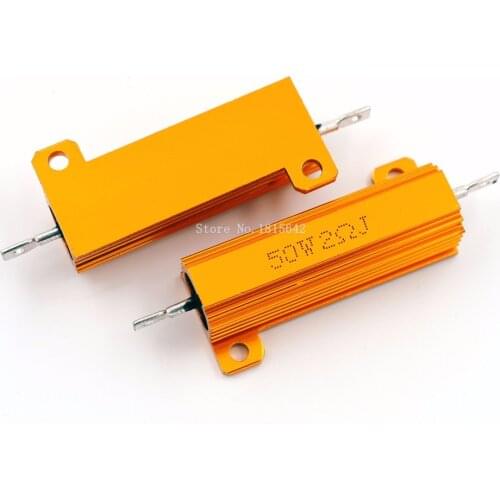 RX24 50W 2R 2RJ Metal Aluminum Case High Power Resistor Golden Metal Shell Case Heatsink Resistance Resistor 2 ohm 50w