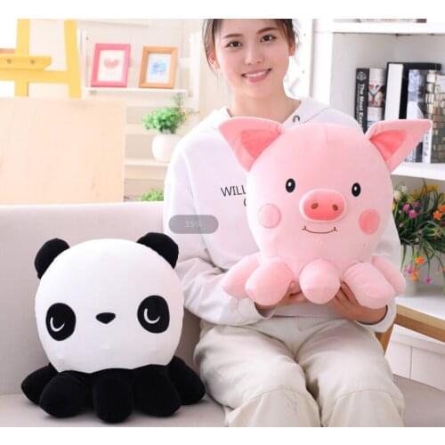 35cm Lovely Octopus Turn to Pig&Panda Plush Toys Soft Stuffed Animal Pillow Doll for Kids Baby Girls Xtmas Gifts Home Decor