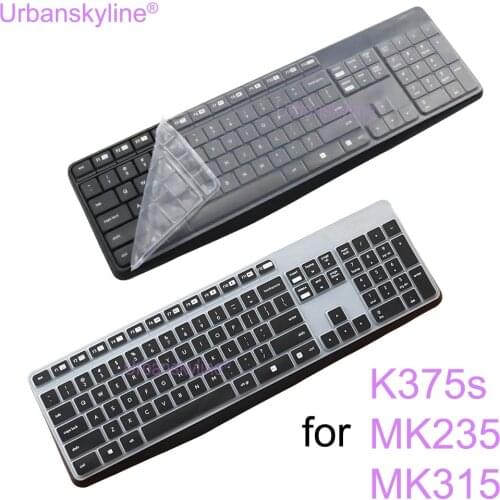 MK235 MK315 K375s Keyboard Cover for Logitech Wireless 2019 2020 Black Clear Transparent Silicone TPU Skin Case Protective