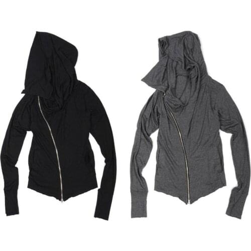 Mens FW2020 Asymmetric Zip up Hooded Lightweight Cotton Hoodie / Jacket Top Voth Hoodie / Fleece Hoodie / Gothic