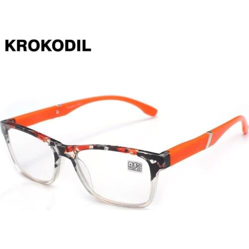 Krokodil Brand High-end Business Reading Glasses Men flash color PD62 Glasses Ochki 1.75+3.25 Degree Gafas De Lectura P003