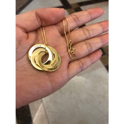 Amxiu Custom 100% 925 Sterling Silver Necklace Box Chain Russian Circle Necklace For Women Men Gift Personalized Jewelry