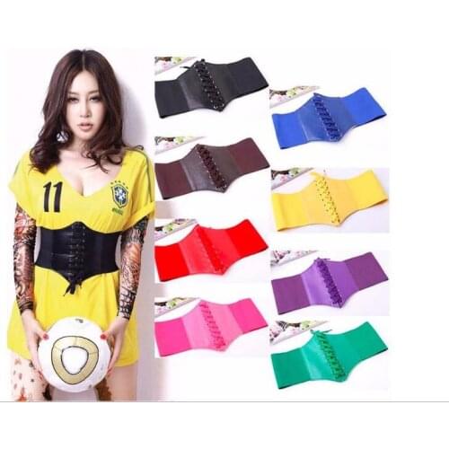 2pcs/PU Leather Fashion High Quality Women Lace Up Corset Bandage Solid Waist Belt Stretchy Elastic Wide Belt Shape-Making Belt