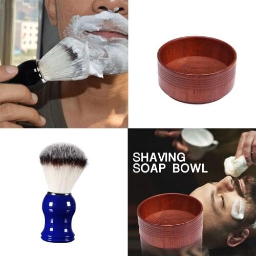 Professional Men Beard Shaving Brush Oak Wooden Cream Bowl Mug Grooming Set
