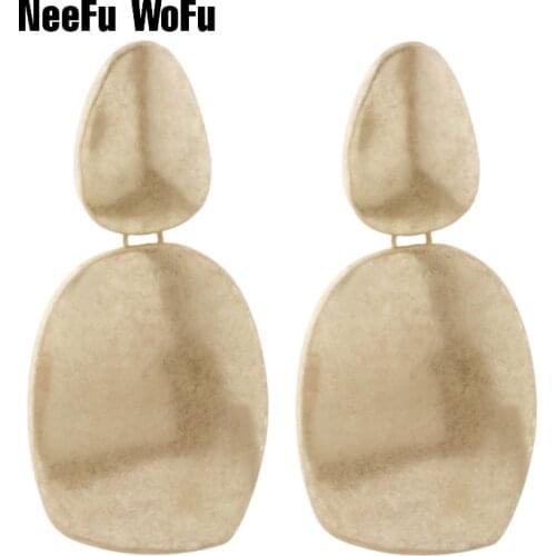 NeeFu WoFu Earrings Vintage metal Earring for Woman geometry Vintage Ear Oorbellen Exaggeration Christmas