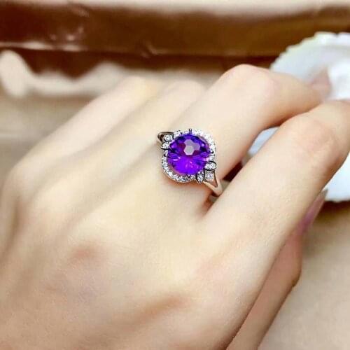 Shilovem 925 sterling silver piezoelectric amethyst Rings fine Jewelry women trendy party open classic new 8*8mm mj0808177agz