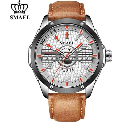 SMAEL Mens Fashion Sport Watches Men Quartz Watch Date Clock Man Business Military Waterproof Wristwatch Relogio Masculino