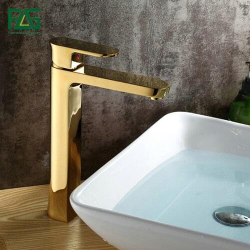 FLG Basin Faucet Golden Plate Nobility Gold Cold&Hot Deck Mounted Copper Material Wineglass Toilette Sink&Crock Mixer Tap M239