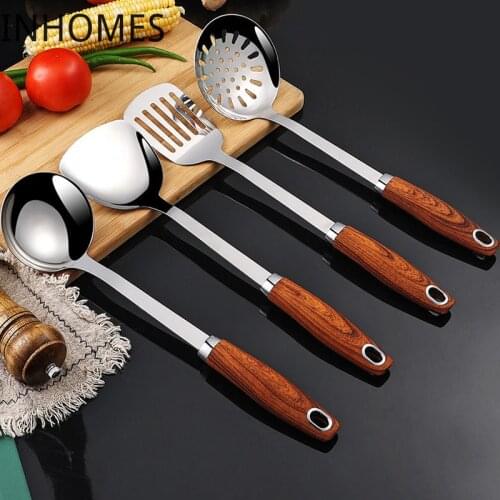 Heat Resistant Kitchen Stainless Steel Spatula Slotted Turner Rice Spoon Ladle Cooking Shovel Tools Utensil Set cocina utensilio
