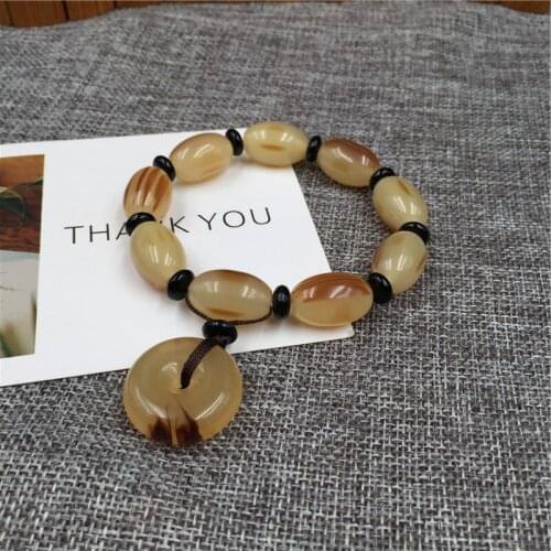 Tibetan yak horn safety buckle bracelet for men and women Tibetan buddhist beads and rosary curio Buddhism Men women blessing