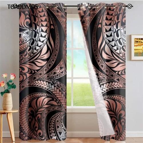 TOADDMOS Window Curtain Polynesian Tribal European Style Modern Blackout Curtains for Bedroom Home Decor Thermal Insulated 2021