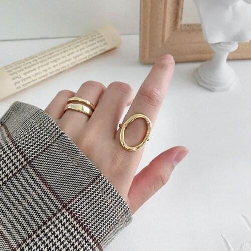 Silvology 925 Sterling Silver Irregular Openwork Oval Rings Minimalist Elegant Geometric Rings For Women 2019 Japan Jewelry Gift