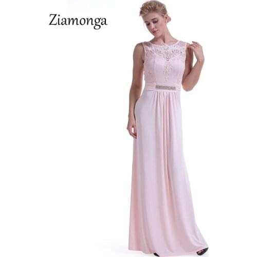 Ziamonga 2018 Formal Maxi Dress Women Ladies Sleeveless Lace Tulle Bridesmaid Party Prom Gown Dress Women Vestidos Long Dress