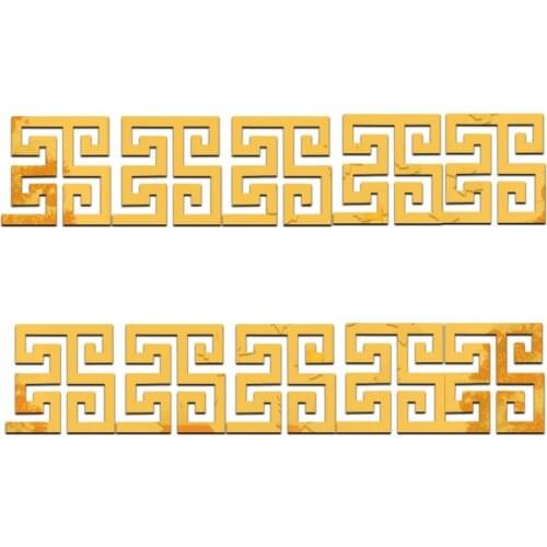 10 Pcs Simple Style Acrylic Gold Sliver Mirror Stickers Wall Edge Sticker Home Decoration Bathroom Bedroom Living Room Decor